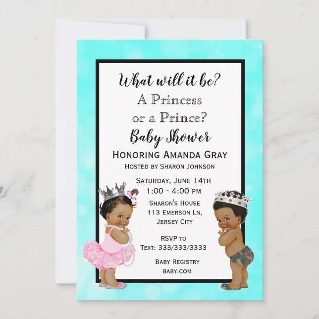 Invitación Baby Shower Príncipe o Princesa (Anverso)