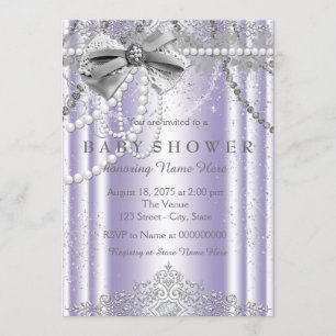 Invitación Baby Shower Purple and Grey Pearl