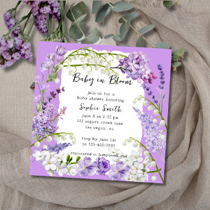 Invitación Baby Shower Purple and Lilac Delicate Florals