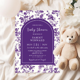 Invitación Baby Shower Purple Antique Chinoiserie