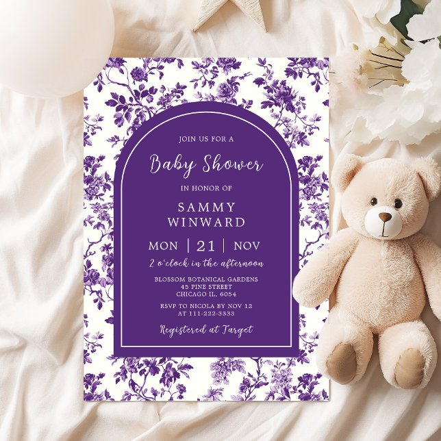 Invitación Baby Shower Purple Antique Chinoiserie (Subido por el creador)