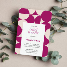 Baby Shower Purple Circle Scallop Mid Century
