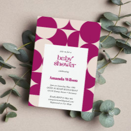 Invitación Baby Shower Purple Circle Scallop Mid Century