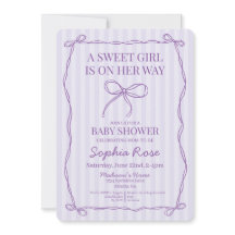 Baby Shower Purple Coquette Bow Pastel Lavender