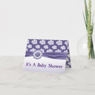 Invitación Baby Shower Purple Fluffy Nubes