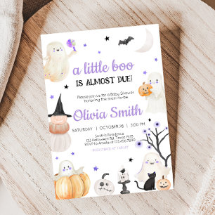 Invitación Baby Shower Purple Halloween Little Boo