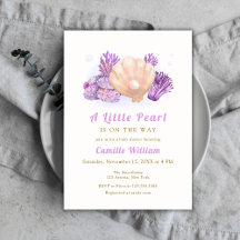 Baby Shower Purple Little Pearl Ocean Seashell