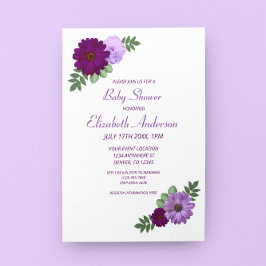 Invitación Baby Shower Purple Peony Floral