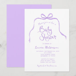 Invitación Baby Shower Purple Simple Bow