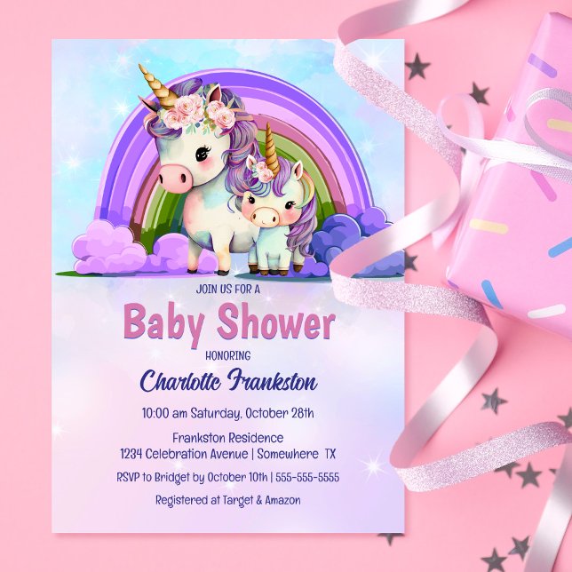 Invitación Baby Shower Purple Unicorn (Subido por el creador)