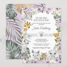 Baby Shower Purple Wild Jungle Safari Animals