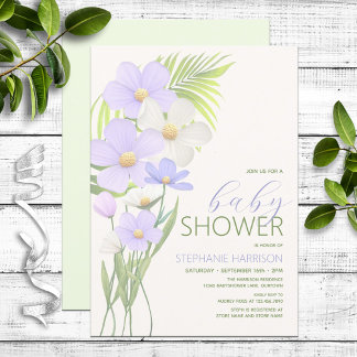 Invitación Baby Shower Purple Wildflower