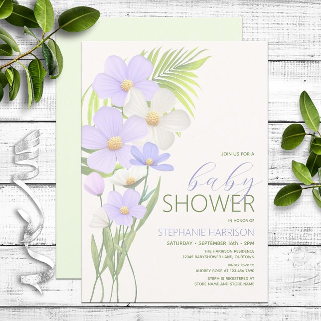 Invitación Baby Shower Purple Wildflower (Subido por el creador)