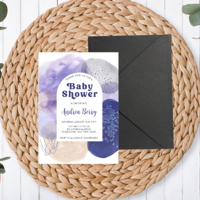 Invitación Baby Shower púrpura moderno (Subido por el creador)
