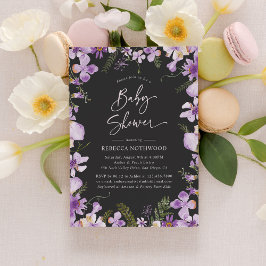 Invitación Baby Shower púrpura neutro de género moderno