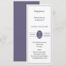 Invitación Baby Shower púrpura simple personalizado