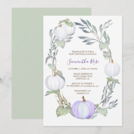 Invitación Baby Shower Púrpura y BLANCA DE Vegetación