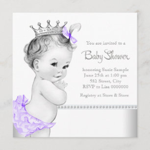 Invitación Baby Shower púrpura y de plata elegante