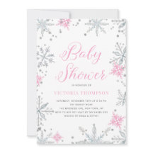 Baby Shower Purpurina de invierno con copos de nie