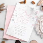 Invitación Baby Shower Purpurina de invierno rosa y plateado<br><div class="desc">Disfrute de la temporada con nuestra invitación a la ducha de bebé en invierno,  adornada con delicados copos de nieve rosa y purpurina de plata. El mensaje "Baby,  It's Cold Outside" se presenta elegantemente en caligrafía y tipografía sérica.</div>