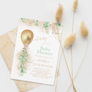 Invitación Baby Shower Purpurina de oro de Eucalyptus Gold