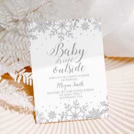Invitación Baby Shower, Purpurina de Snowflake Silver