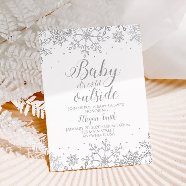 Invitación Baby Shower, Purpurina de Snowflake Silver (Subido por el creador)