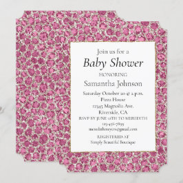Invitación Baby Shower Purpurina Leopardo de Glitzy Glam Girl