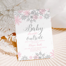 Baby Shower Purpurina rosado y plateado con copo d