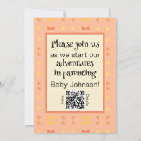 Baby Shower QR Code Peach Yellow Geométrica