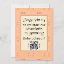Baby Shower QR Code Peach Yellow Geométrica
