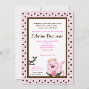 Invitación Baby Shower Queen of the Jungle 5 x 7