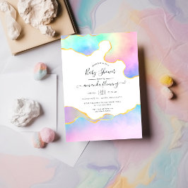 Invitación Baby Shower Rainbow Agate Stone