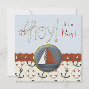 Invitación Baby Shower Red and Blue Sailboat