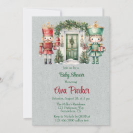 Invitación Baby Shower Red and Green Nutcracker