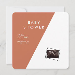 Invitación Baby Shower redondeado geométrico de Terracotta Sq