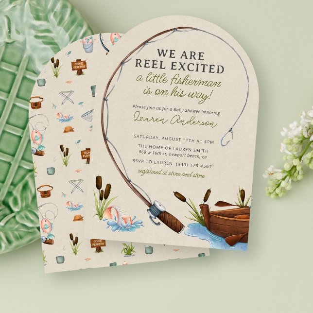 Invitación Baby Shower Reel Express Fishman Watercolor (Subido por el creador)