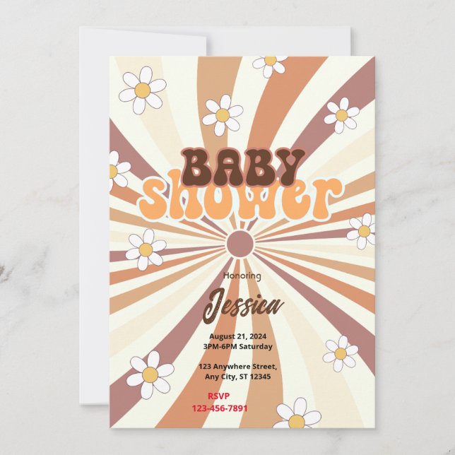 Invitación Baby Shower retro (Anverso)