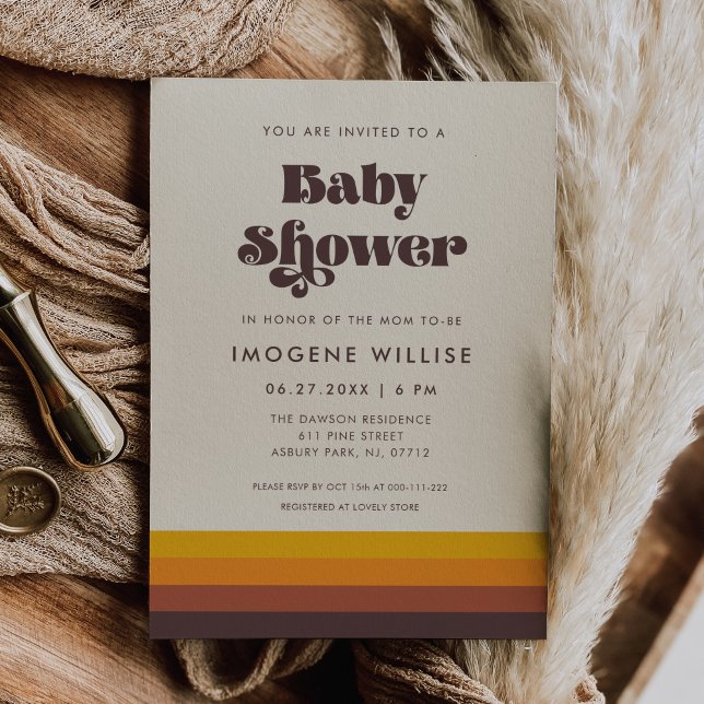 Invitación Baby Shower retro 60s de mediados del siglo (Subido por el creador)