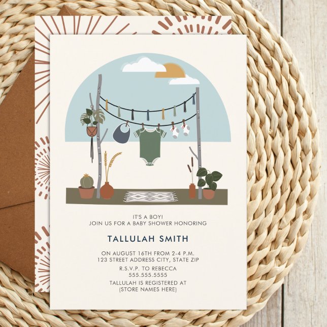 Invitación Baby Shower Retro 70 de las Plantas de Macrame (Subido por el creador)