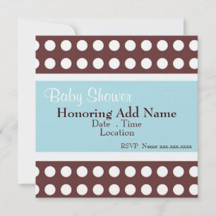 Invitación Baby Shower Retro Blue and Brown Dots
