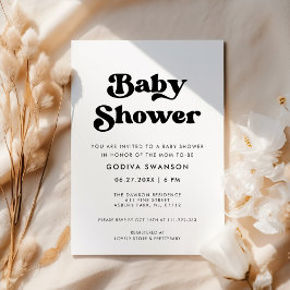 Invitación Baby Shower retro elegante en blanco y negro boda