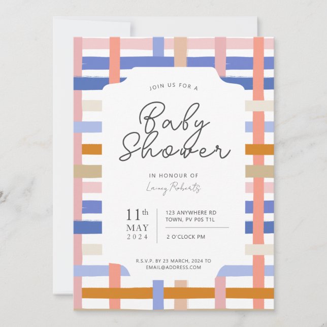 Invitación Baby Shower Retro Rainbow Planteador (Anverso)