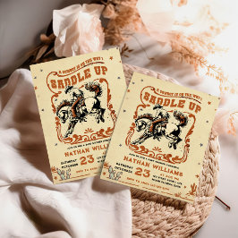 Invitación Baby Shower Retro Rodeo Occidental Cowboy