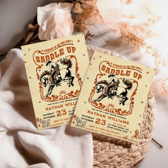 Invitación Baby Shower Retro Rodeo Occidental Cowboy (Subido por el creador)