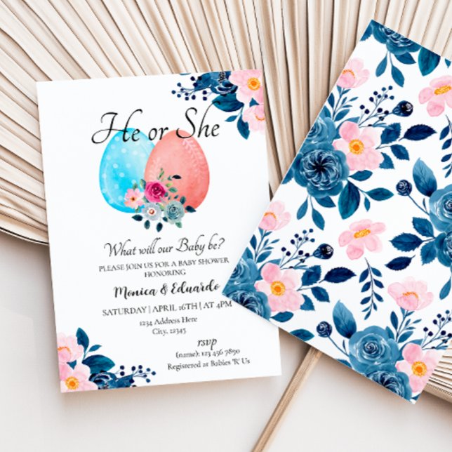 Invitación Baby Shower revelador de género en Pascua (Subido por el creador)