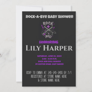 Invitación Baby Shower Rock a Bye Guitar Rock Star