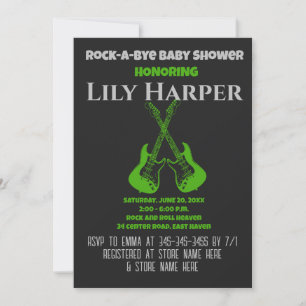 Invitación Baby Shower Rock a Bye Guitar Rock Star
