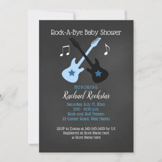 Invitación Baby Shower Rock a Bye Guitar Rock Star