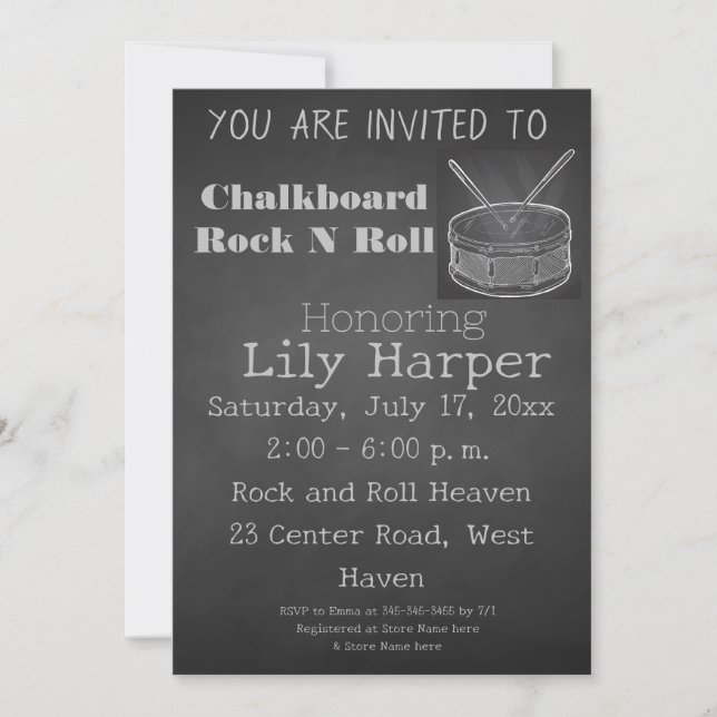 Invitación Baby Shower Rock Star (Anverso)